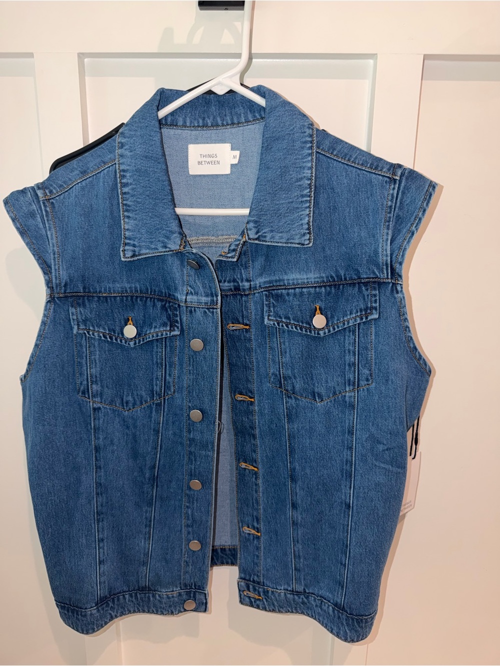 Vici Sleeveless Denim Vest in Medium Blue